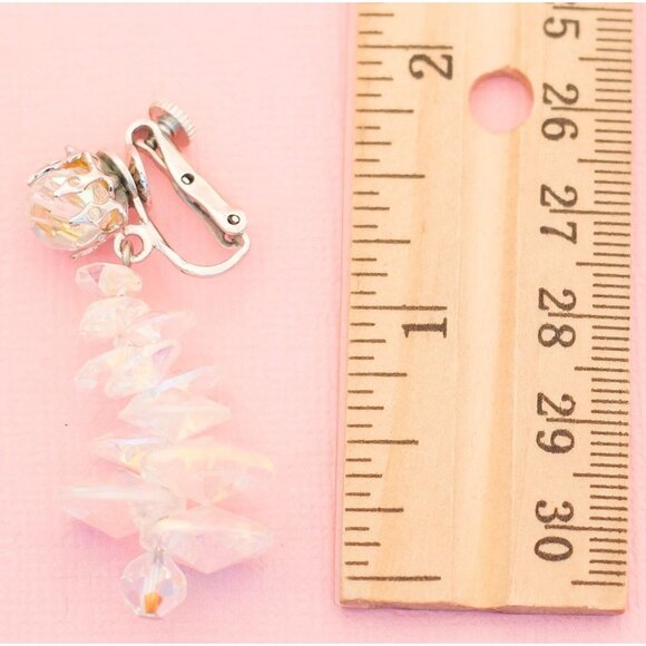 Vintage Beautiful Iridescent Stones Clip On Earrings | Vendome H10 - Picture 3 of 4